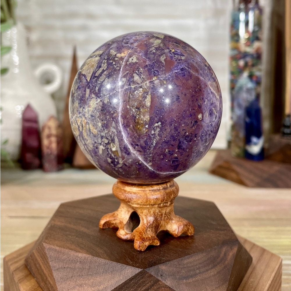 !!! 20% OFF SALE !!! 0547 Purple Fluorite Root Crystal Sphere - Picture 5 of 7